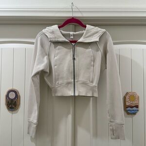 lululemon: Off-White Cropped Zip-Up Hoodie